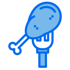 chicken blue line icon