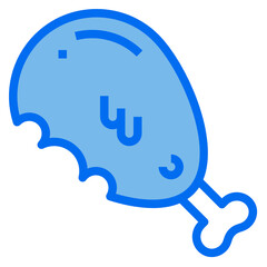 Chicken blue line icon
