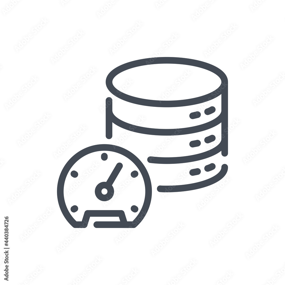 Poster database performance line icon. server storage dashboard vector outline sign.