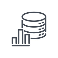 Database report line icon. Server storage statistics and analytics vector outline sign.