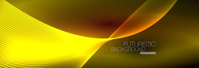 Abstract neon glowing light in the dark with waves. Shiny magic energy and motion concept, vector abstract wallpaper background
