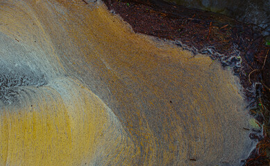 Dirty foam on the river water surface