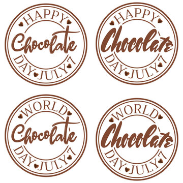 Chocolate stamp. Chocolate title. Happy world chocolate day.  7 july