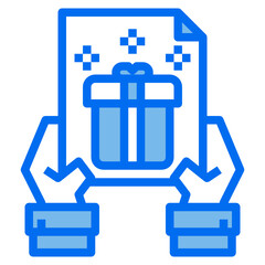 gift blue line icon