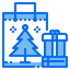 shopping bag blue line icon