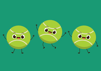 Tennis ball character design.  wallpaper. free space for text. copy space. Tennis ball vector.