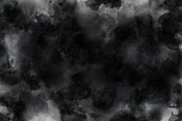 Abstract black and white watercolor texture background.