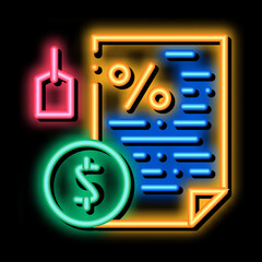 contract pawnshop document neon light sign vector. Glowing bright icon contract pawnshop document sign. transparent symbol illustration