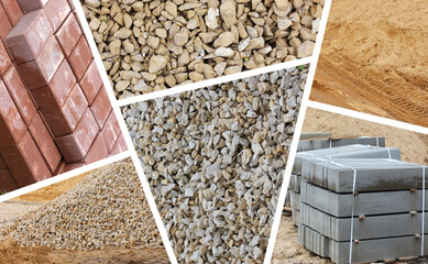 Different building materials in a collage