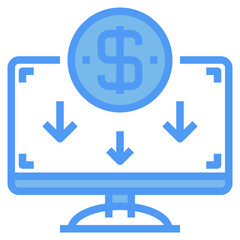 banking blue line icon