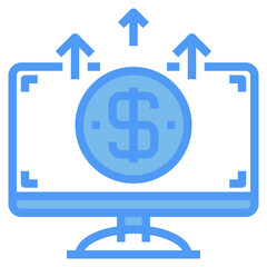 banking blue line icon