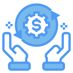 cash blue line icon