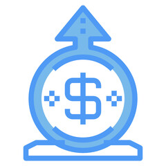 cash blue line icon