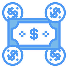 coin blue line icon