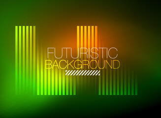Bright neon color techno abstract background, shiny glowing neon lines in the dark background