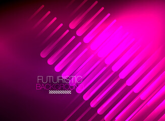 Bright neon color techno abstract background, shiny glowing neon lines in the dark background