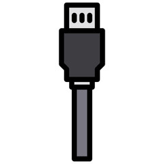USB cable color line style icon