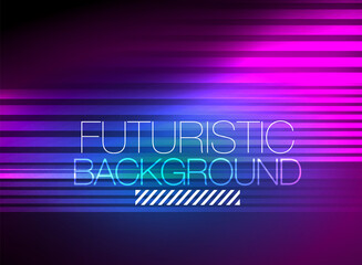 Bright neon color techno abstract background, shiny glowing neon lines in the dark background