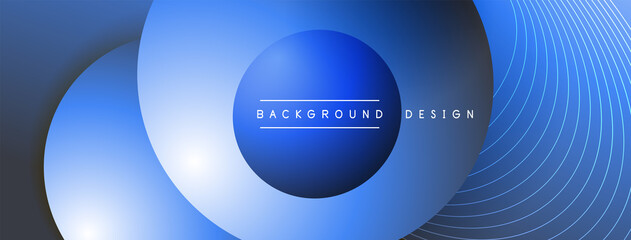 Obraz premium Gradient circles with shadows. Vector techno abstract background. Modern overlapping forms wallpaper background, design template