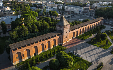 Aerial view of Smolensk fortress Wall. Part of a fortress constructed between 1595 and 1602