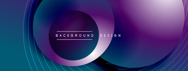 Gradient circles with shadows. Vector techno abstract background. Modern overlapping forms wallpaper background, design template