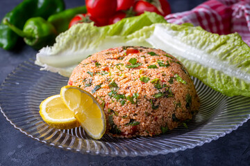 Traditional delicious Turkish foods: bulgur salad (kisir)