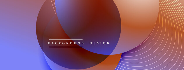 Gradient circles with shadows. Vector techno abstract background. Modern overlapping forms wallpaper background, design template