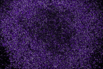 Purple Halftone Dotted Backdrop. Abstract Circular Retro Pattern. Mauve Pop Art Style Background. Magenta Explosion Of Confetti Isolated On Black. Vector Illustration, Eps 10.