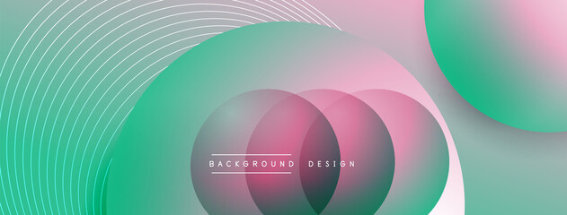 Gradient circles with shadows. Vector techno abstract background. Modern overlapping forms wallpaper background, design template