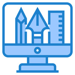 Multimedia technology blue style icon