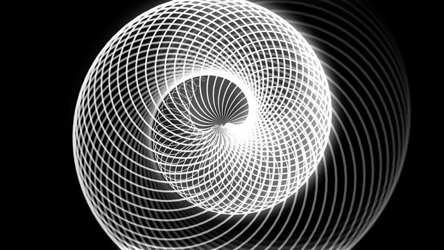 Animation of abstract shapes on black background.