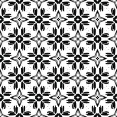  seamless floral pattern background.Geometric ornament for wallpapers and backgrounds. Black and white pattern. 