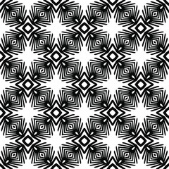  seamless floral pattern background.Geometric ornament for wallpapers and backgrounds. Black and white pattern. 