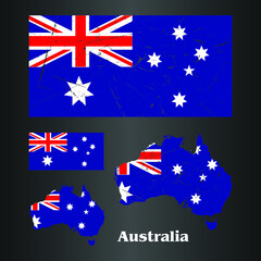 Obraz na płótnie Canvas Australia Flag with Map in grunge texture. Vector template.