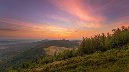 Plakat Colorful summer sunset in the northern black forest