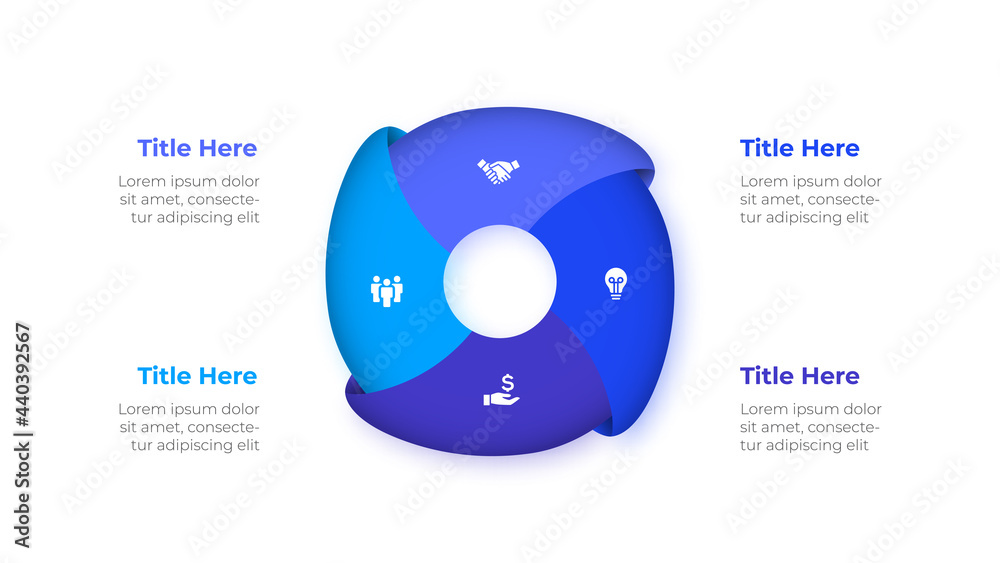 Poster Abstract element is divided into 4 parts. Business data visualization for presentation. Vector info graphic diagram