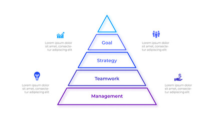 Thin line pyramid infographic with 5 options or steps. Template for business presentation. Vector info graphic element