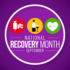 National Recovery month is observed every year during September across United States, Vector illustration