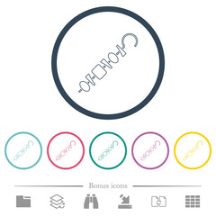 Shish kebab on skewer stick flat color icons in round outlines