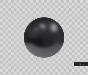 Vector 3d geometric object. Isolated black sphere shape.