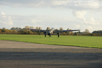Lancaster bomber on British airfield, RAF Station Lincolnshire 