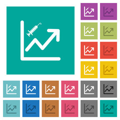 Rising vaccination graph square flat multi colored icons