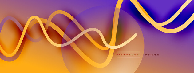 Abstract gradient background with wave line with shadow effect. Geometric composition. 3D shadow effects and fluid gradients