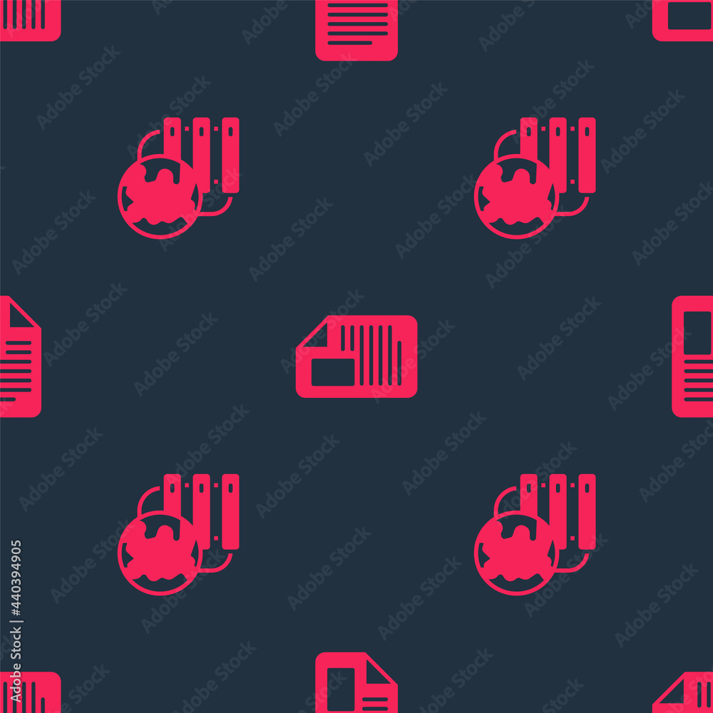 Poster set network cloud connection and file document on seamless pattern. vector