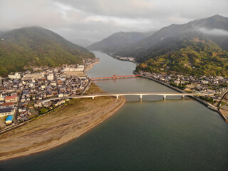 愛媛県大洲市　長浜大橋の風景