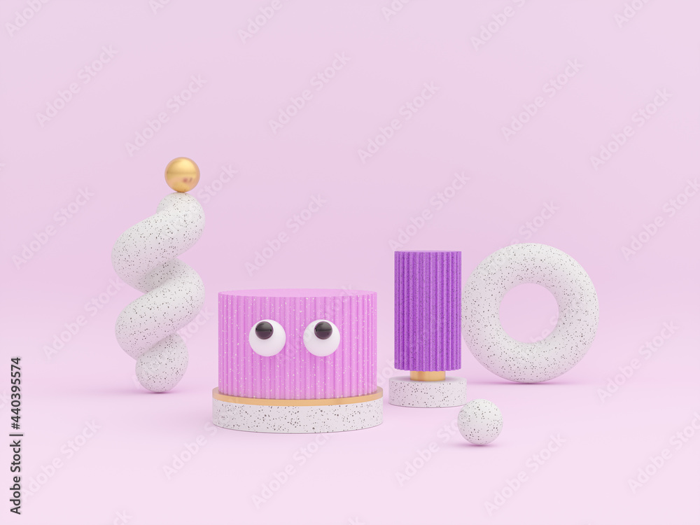 Poster Cute podium backdrop with terrazzo texture for product display. 3d rendering.