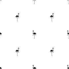 Seamless pattern with black flamingo on white background. Decorative wallpaper, good for printing and fabric.