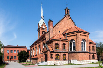 Fototapeta na wymiar The building of the parish church of St. Joseph in Kalety Jedrysek in the Diocese of Gliwice