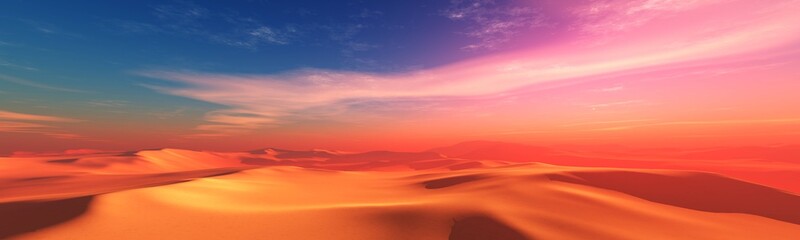 Desert sand at sunset, beautiful desert landscape ,, 3d rendering