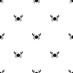 Seamless pattern with black line crabs. Sea life ornament.